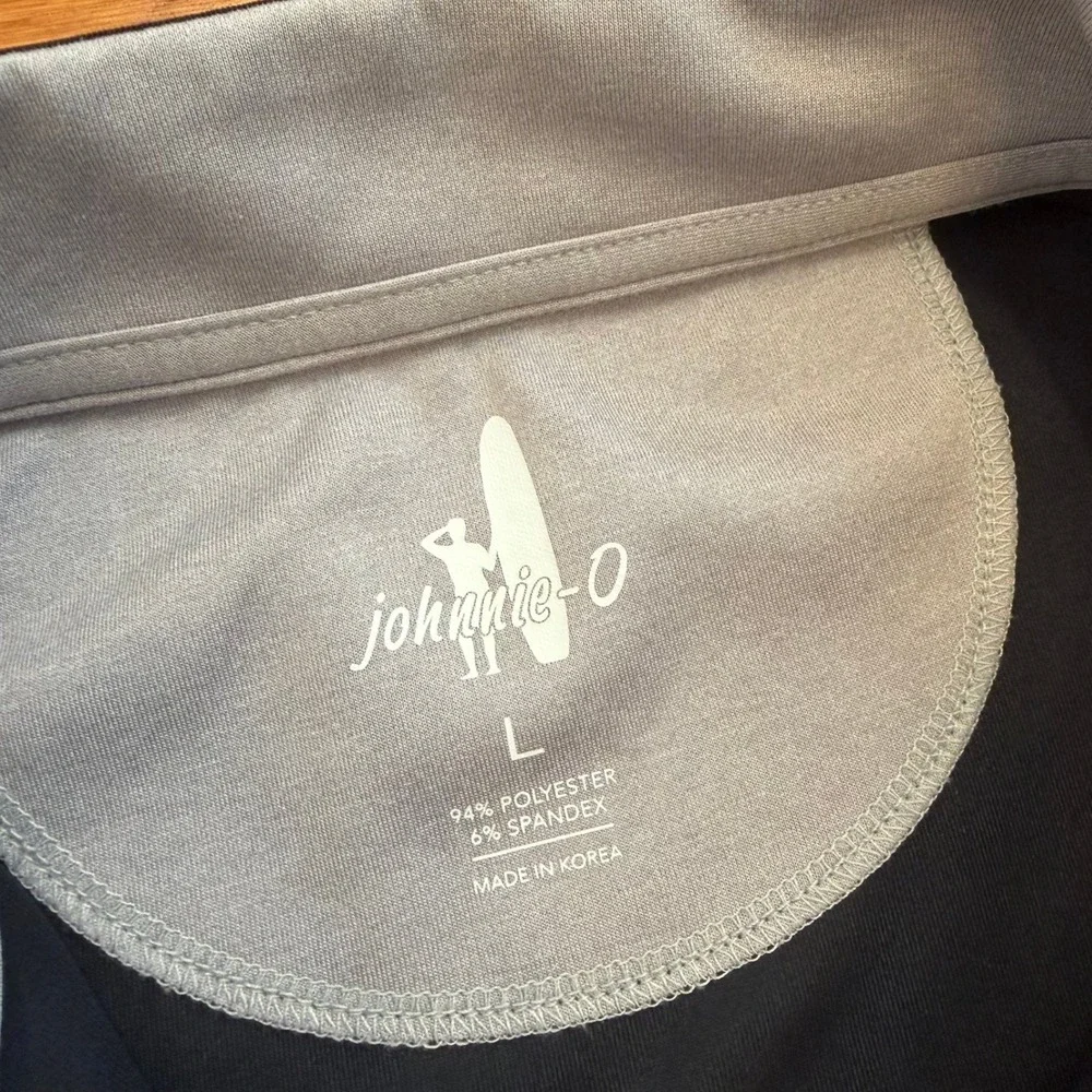 Johnnie-O 1/4 Zip Pullover Performance Shirt Mens Large Black Golf Logo Stretch